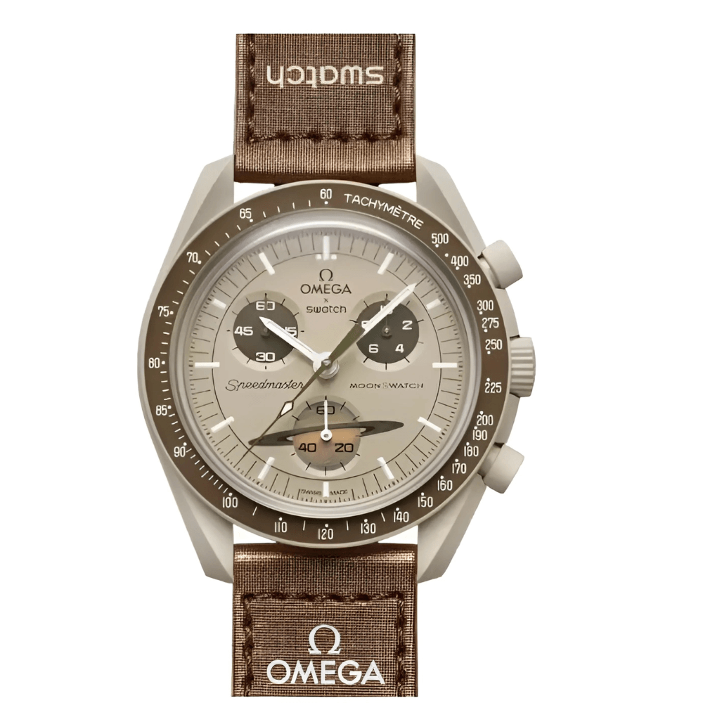 Swatch Moon Swatch Mission to Saturn Speedmaster Brown - New, Unisex