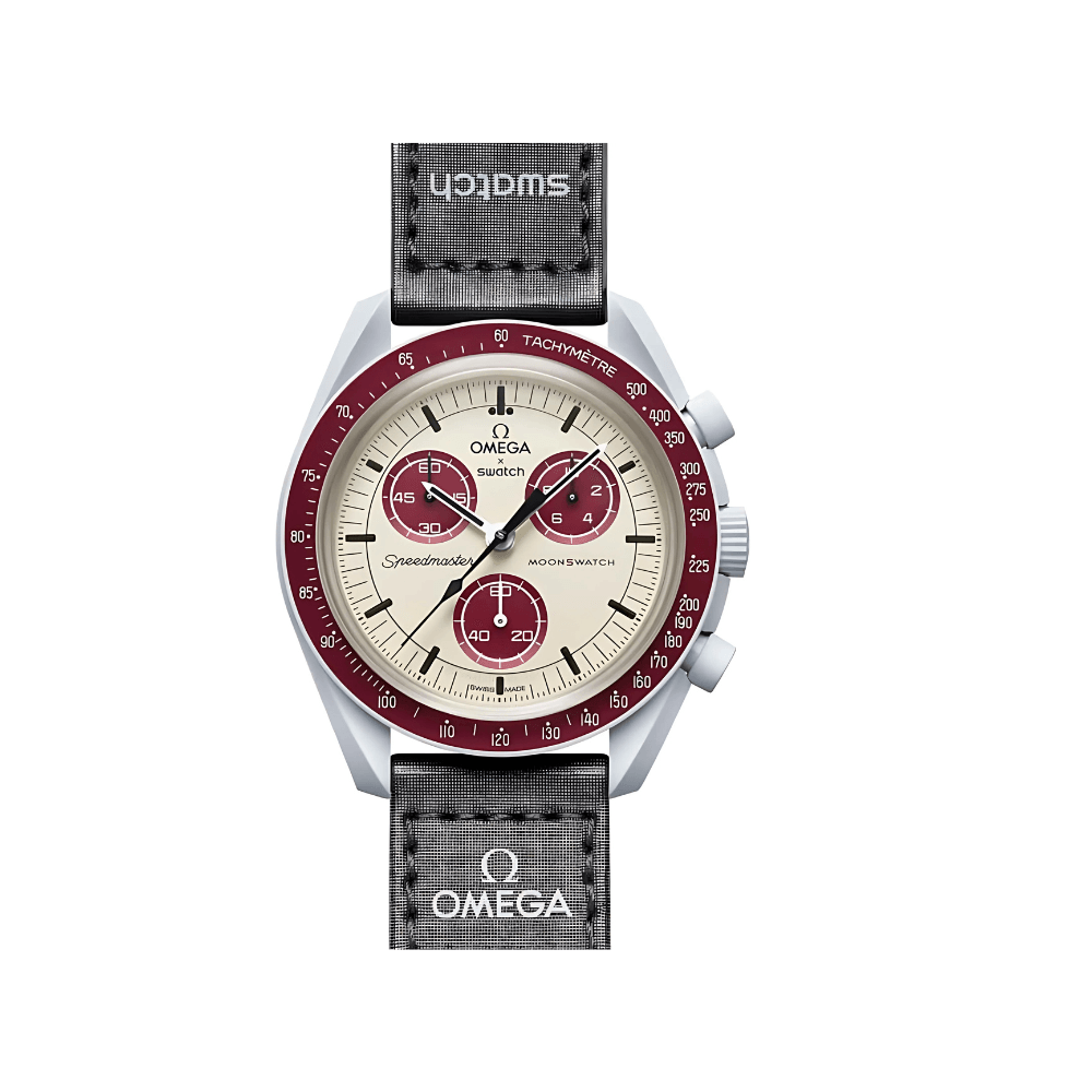 Swatch Omega x Moon Mission to Pluto Speed master Burgundy - New, Unisex